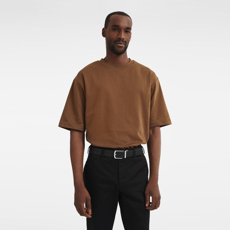 Beige / Black Longchamp Le Foulonné Men Belt | Ksa-781YIDGHZ