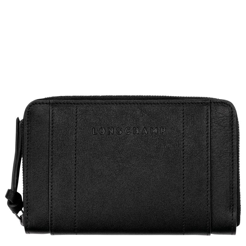 Black Longchamp 3D Women Wallet | Ksa-928ZKCLUX
