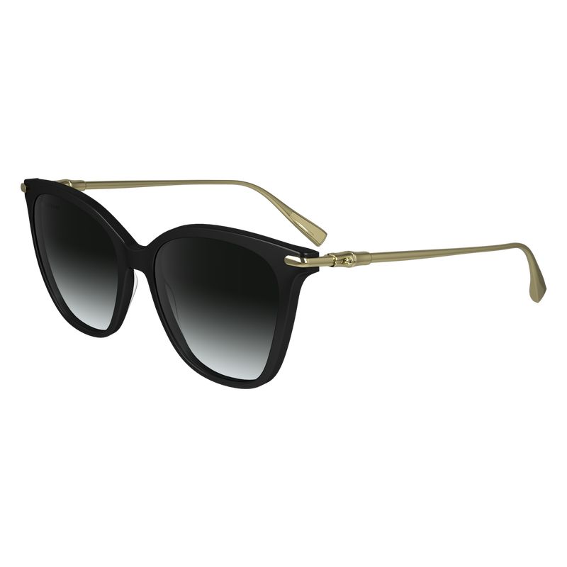 Black Longchamp Acetate / Metal Women Sunglasses | Ksa-752WZSQFY