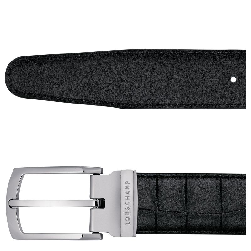 Black Longchamp Delta Box Men Belt | Ksa-928GBMTEX