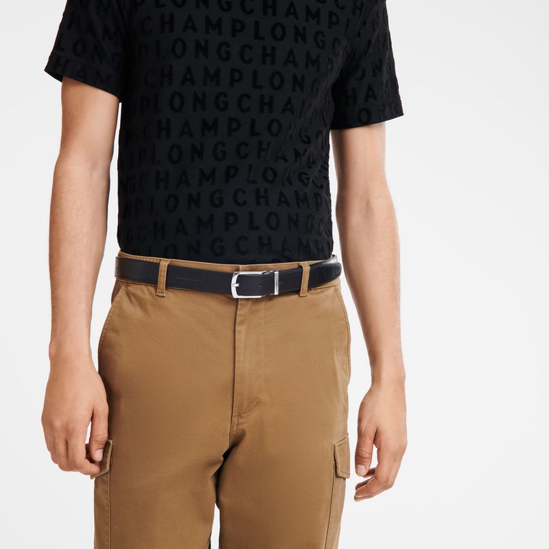 Black Longchamp Delta Box Men Belt | Ksa-928GBMTEX