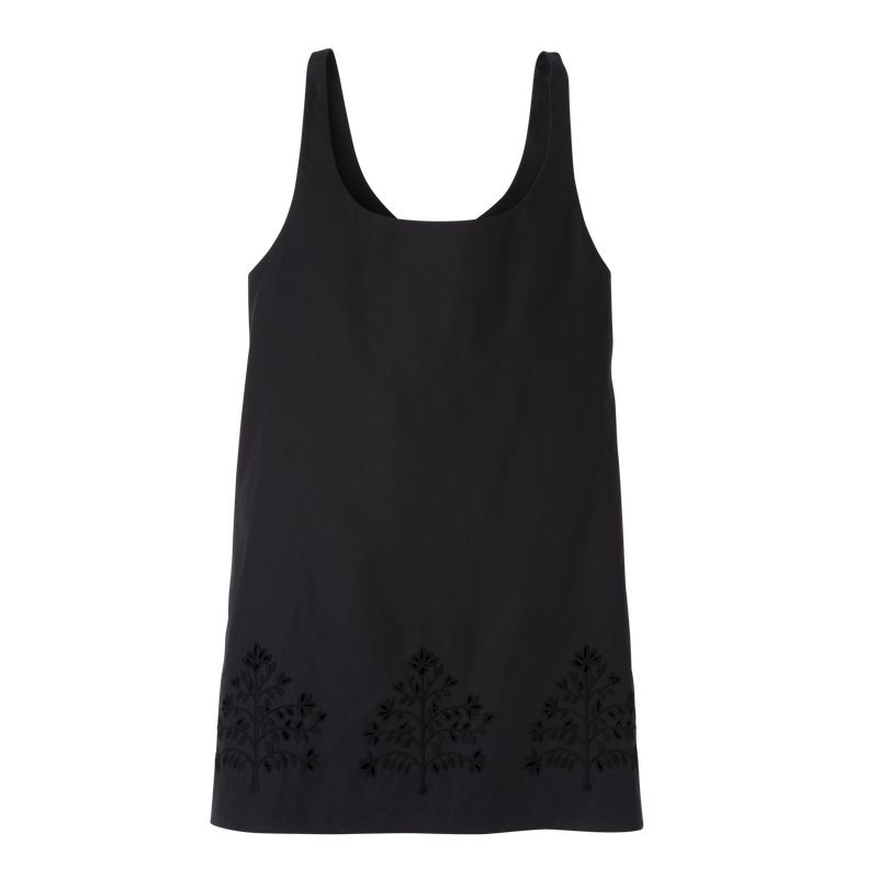 Black Longchamp Embroidered Canvas Women Dress | Ksa-357ZIPBHJ