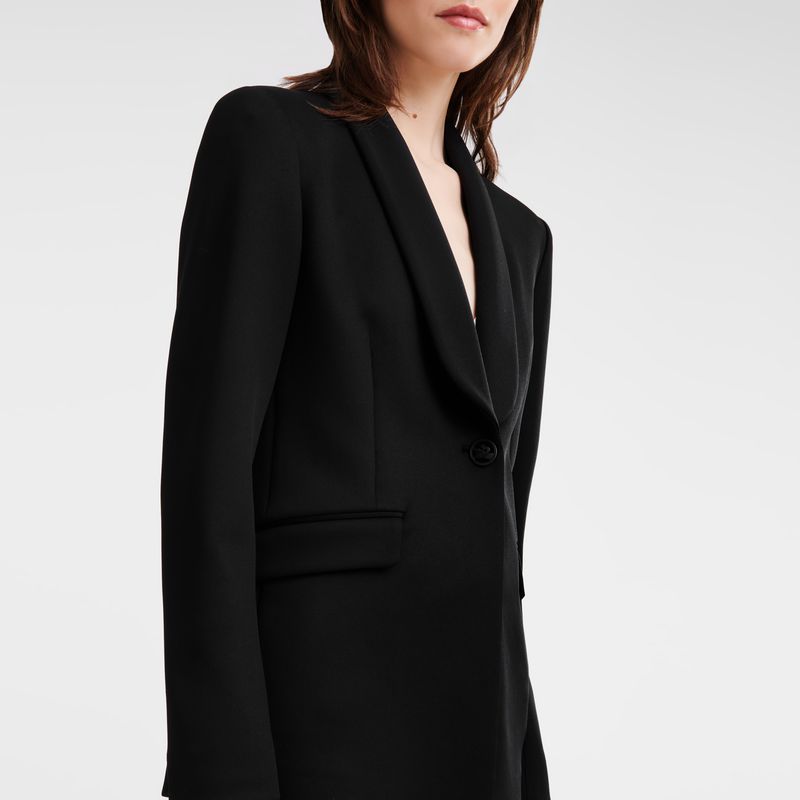 Black Longchamp Fitted Women Jacket | Ksa-508JNSKDQ