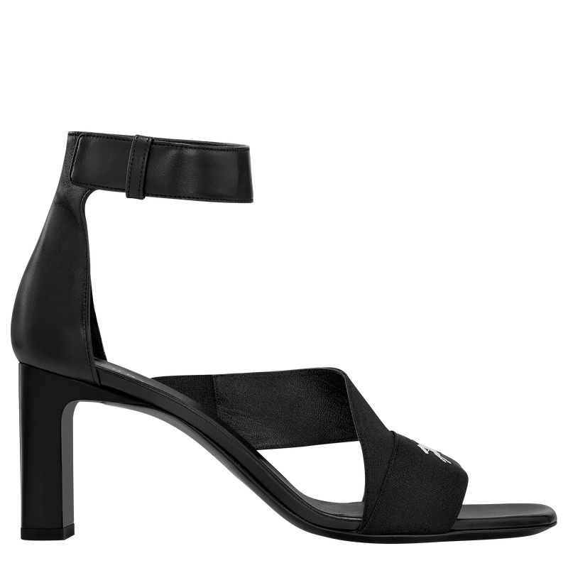Black Longchamp La Baronne Heeled Women Sandals | Ksa-623HCDTWZ