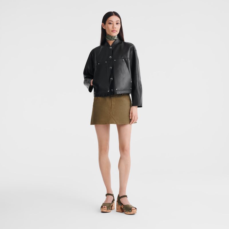 Black Longchamp Lambskin Women Jacket | Ksa-036IGOKNS