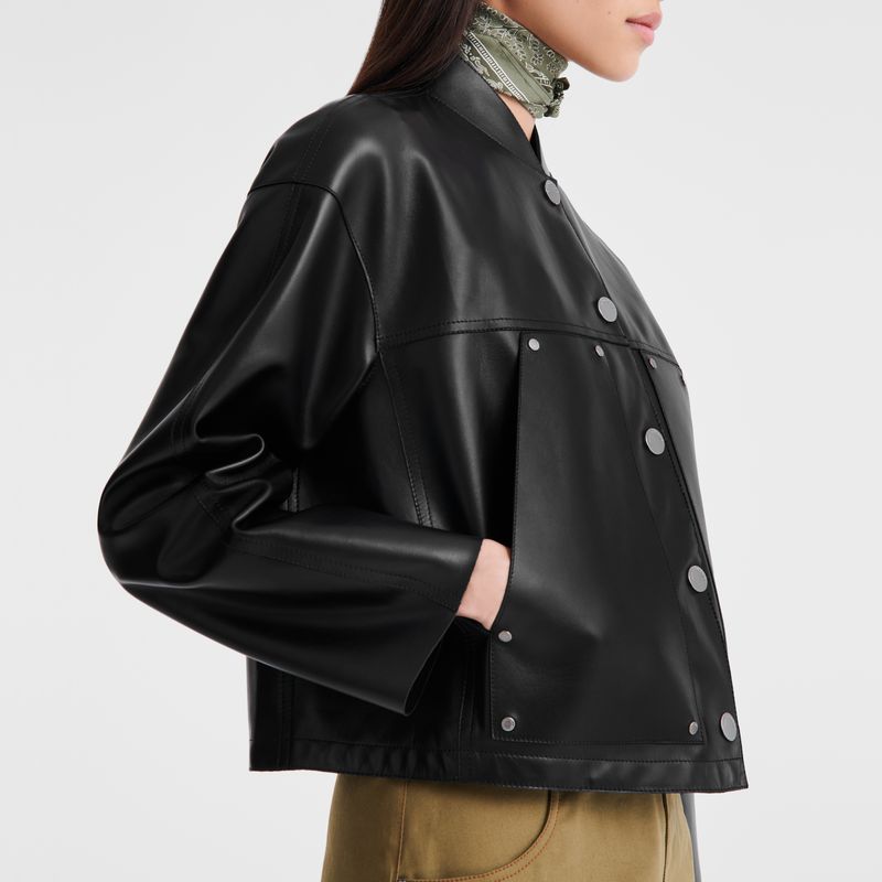 Black Longchamp Lambskin Women Jacket | Ksa-036IGOKNS