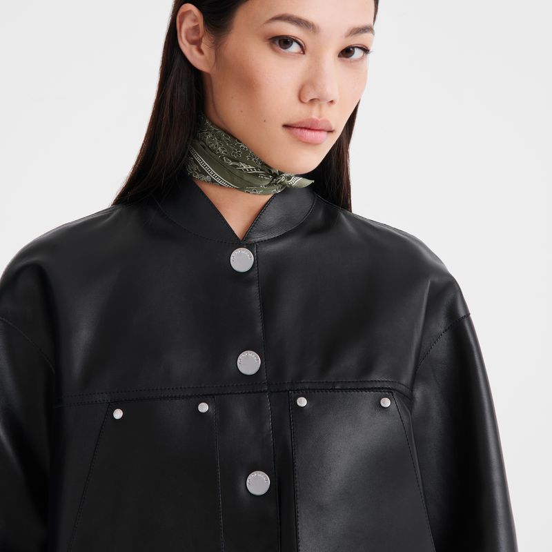 Black Longchamp Lambskin Women Jacket | Ksa-036IGOKNS