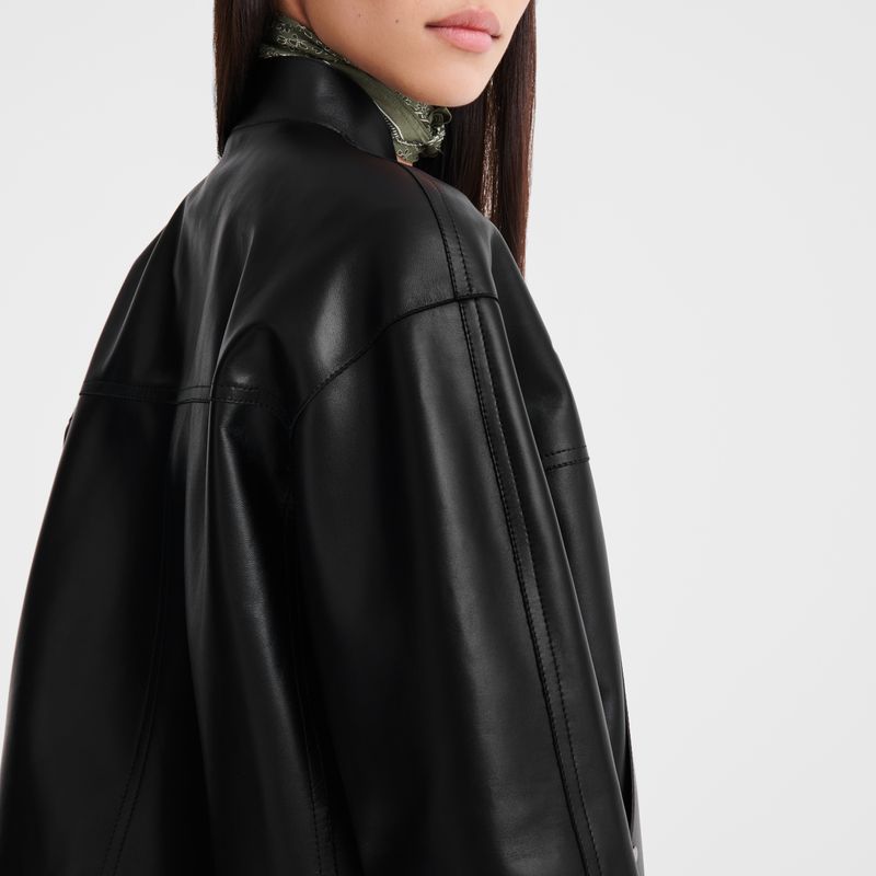 Black Longchamp Lambskin Women Jacket | Ksa-036IGOKNS