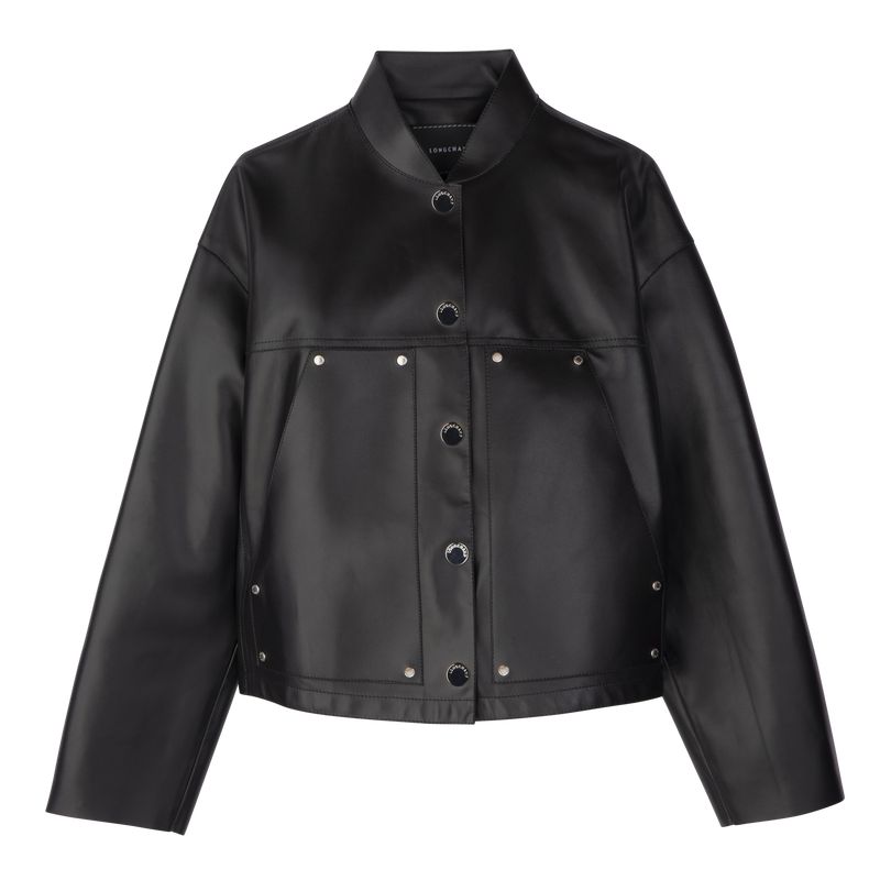Black Longchamp Lambskin Women Jacket | Ksa-036IGOKNS