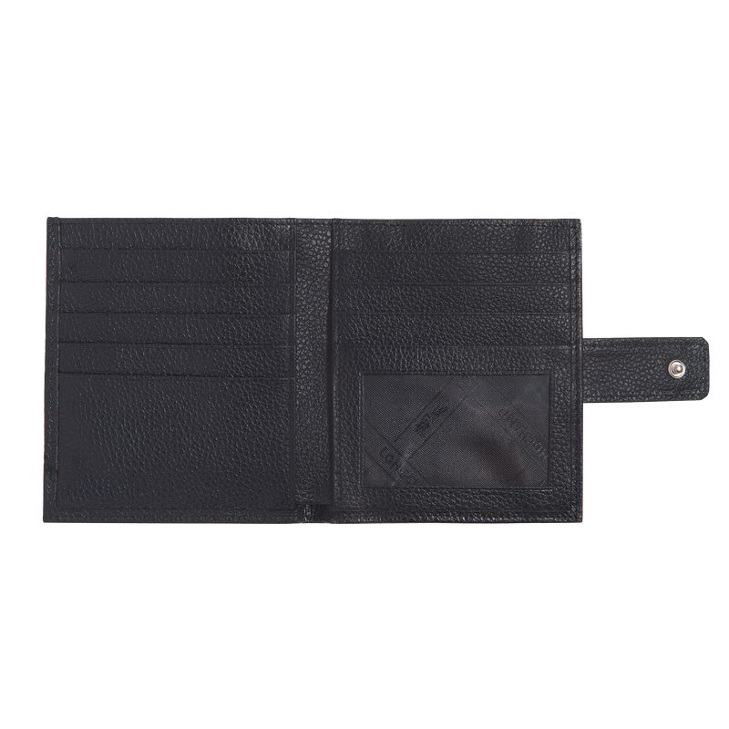 Black Longchamp Le Foulonné Compact Women Wallet | Ksa-198YDLKPZ