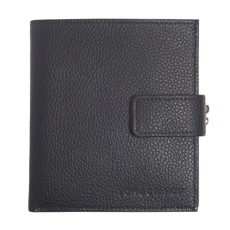 Black Longchamp Le Foulonné Compact Women Wallet | Ksa-198YDLKPZ