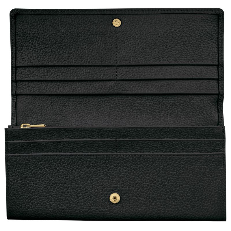 Black Longchamp Le Foulonné Continental Women Wallet | Ksa-916VLMAOY