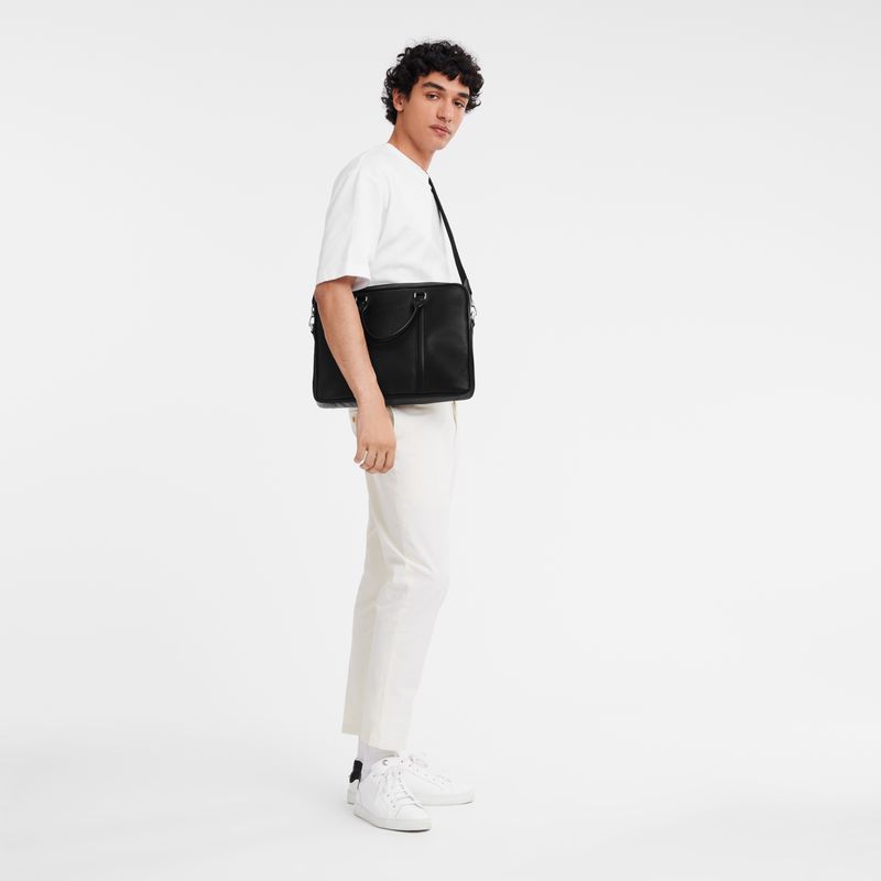 Black Longchamp Le Foulonné M Men Briefcase | Ksa-216IQGLWV