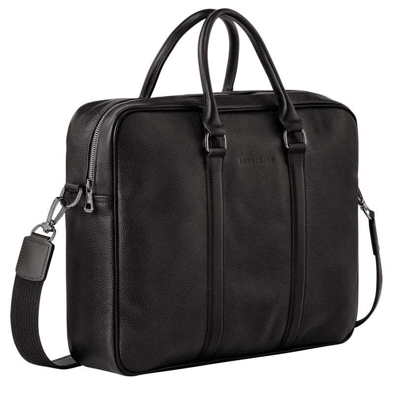 Black Longchamp Le Foulonné M Men Briefcase | Ksa-216IQGLWV