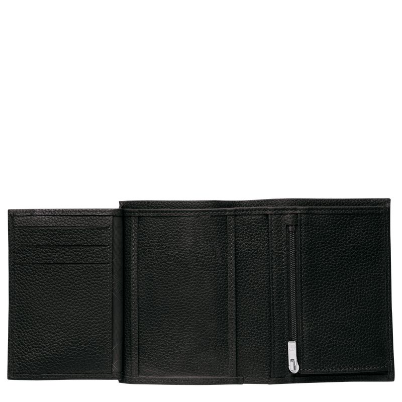 Black Longchamp Le Foulonné Men Wallet | Ksa-319DYBWSR