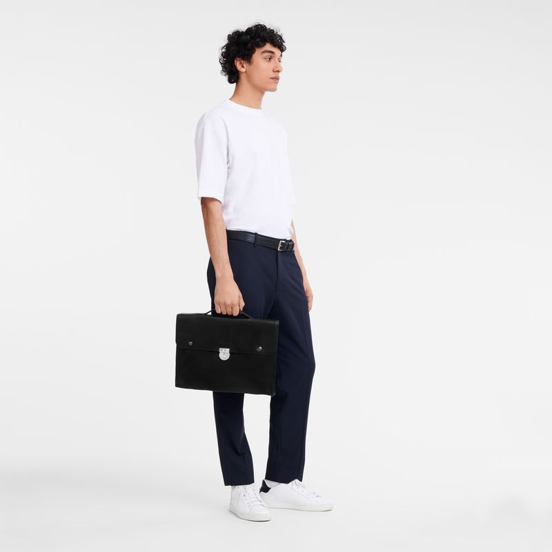 Black Longchamp Le Foulonné S Men Briefcase | Ksa-643DOZIJR