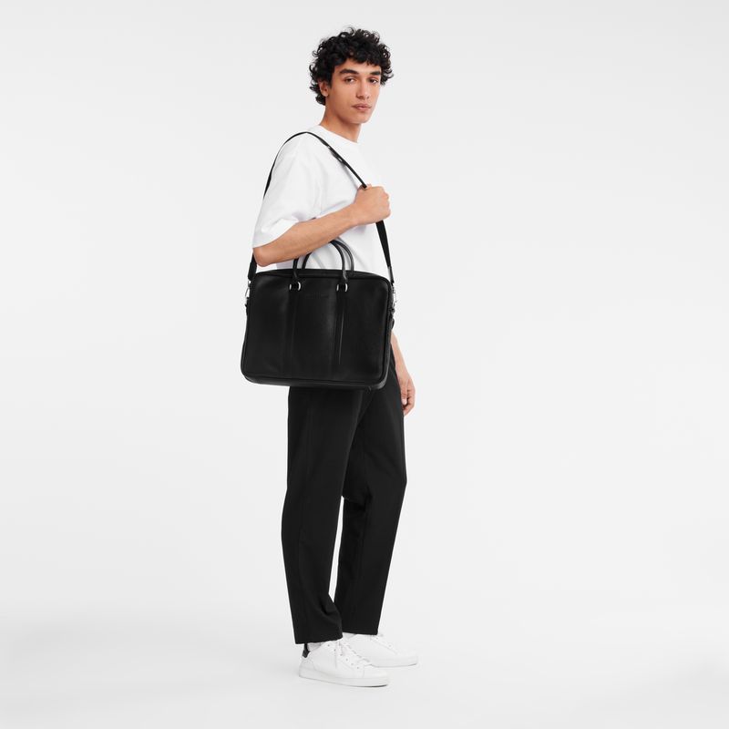 Black Longchamp Le Foulonné S Men Briefcase | Ksa-423QKAMLR