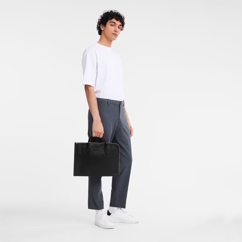 Black Longchamp Le Foulonné S Women Briefcase | Ksa-960BMROKD