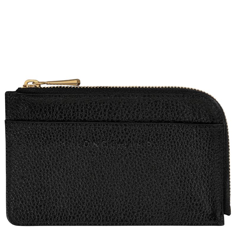 Black Longchamp Le Foulonné Women Card Holder | Ksa-560MRVBUN