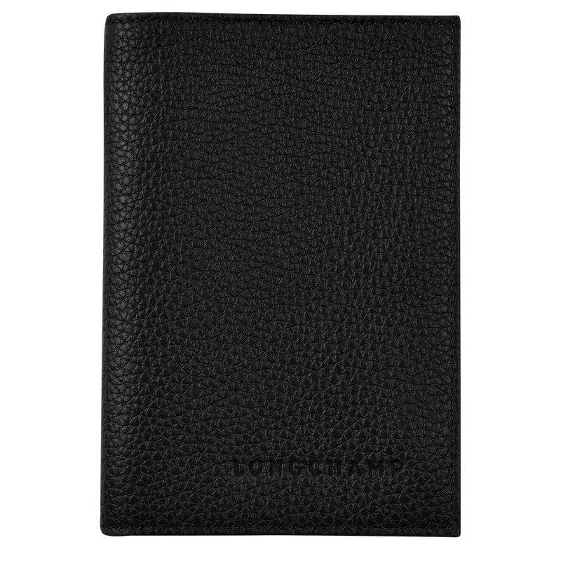 Black Longchamp Le Foulonné Women Passport Holder | Ksa-901ODYKUH