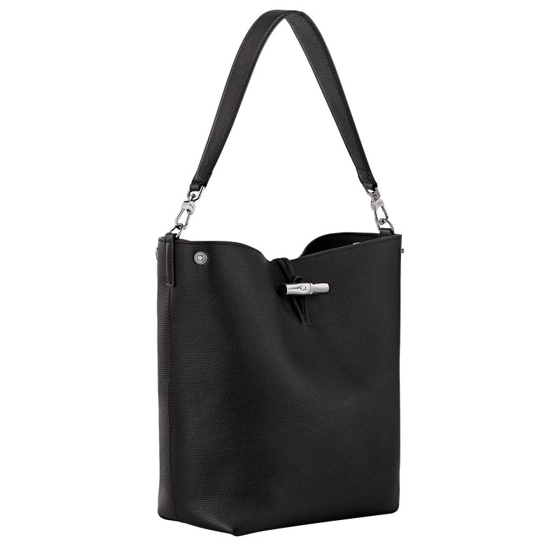 Black Longchamp Le Roseau M Women Shoulder Bag | Ksa-694PBFHEK