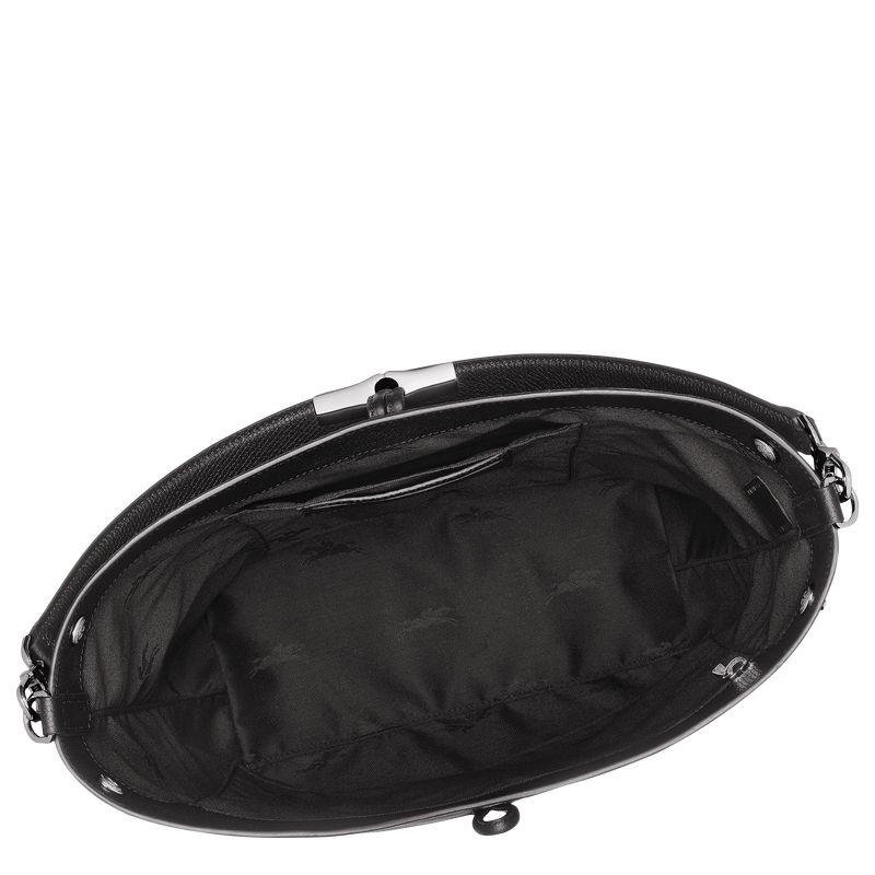 Black Longchamp Le Roseau M Women Shoulder Bag | Ksa-694PBFHEK