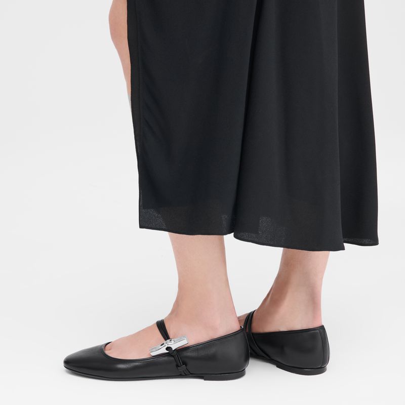 Black Longchamp Le Roseau Women Ballerinas | Ksa-107RPSYON