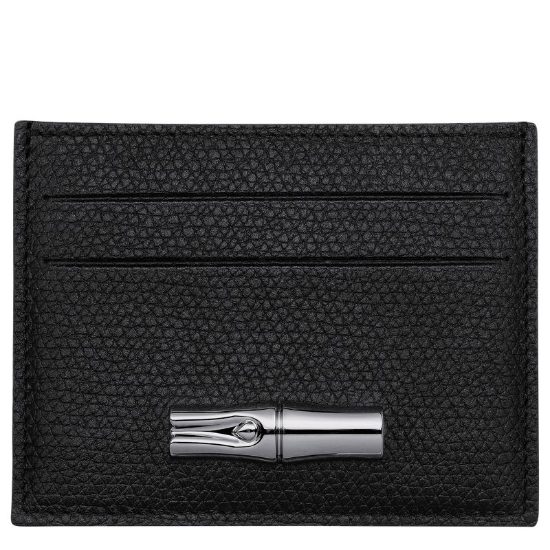 Black Longchamp Le Roseau Women Card Holder | Ksa-415VEWAKH