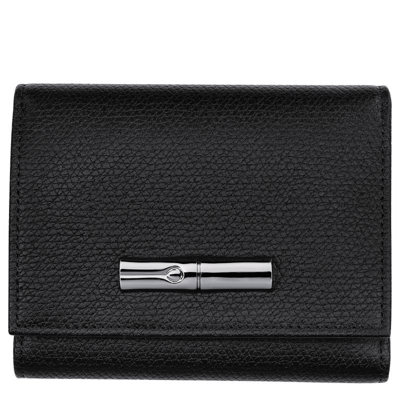 Black Longchamp Le Roseau Women Wallet | Ksa-459BUCSJE