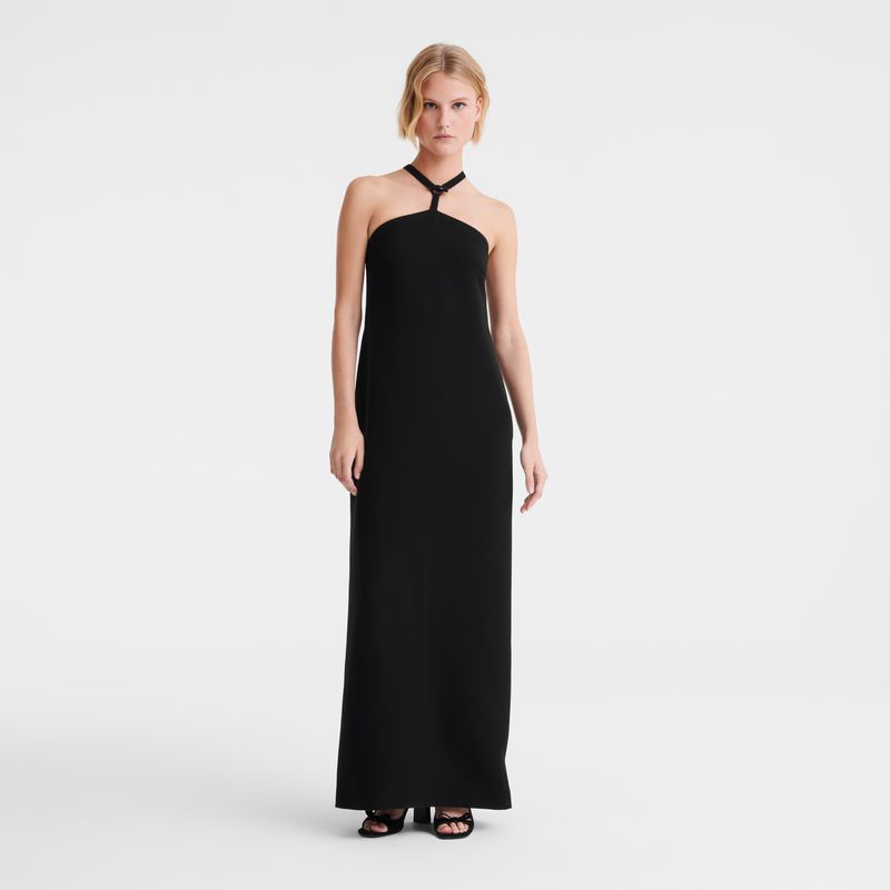 Black Longchamp Long Women Dress | Ksa-275XZLJMW