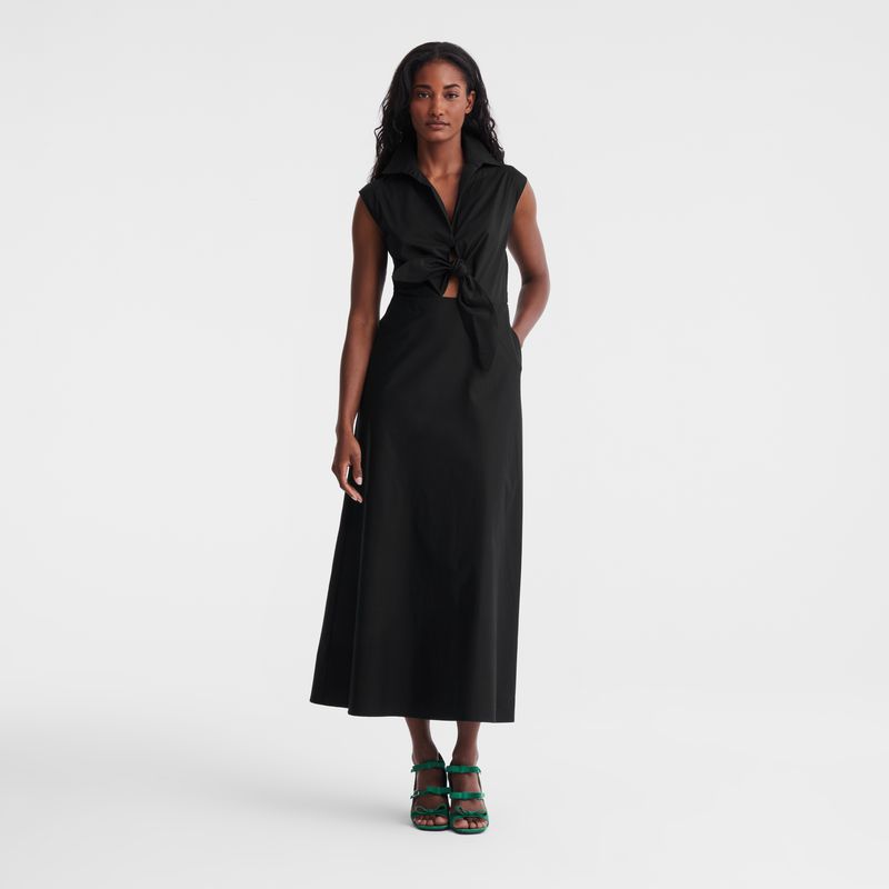 Black Longchamp Long Women Dress | Ksa-340GFEYLU