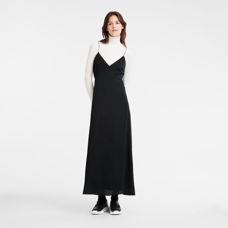 Black Longchamp Long Women Dress | Ksa-526OLZAUH