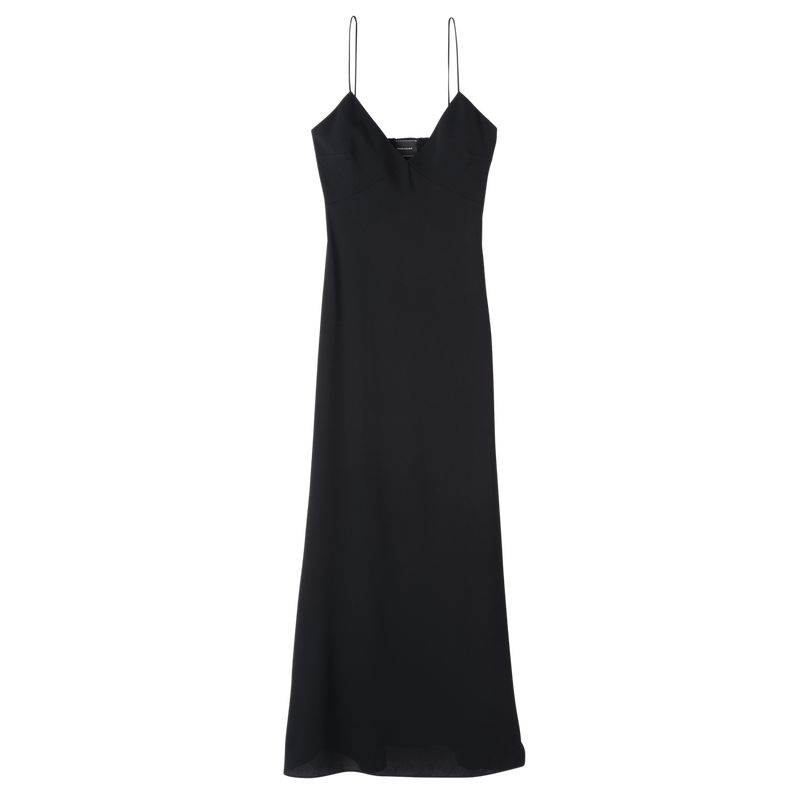Black Longchamp Long Women Dress | Ksa-526OLZAUH