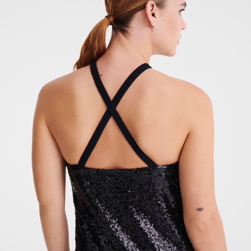 Black Longchamp Long Women Dress | Ksa-692XMLEBW