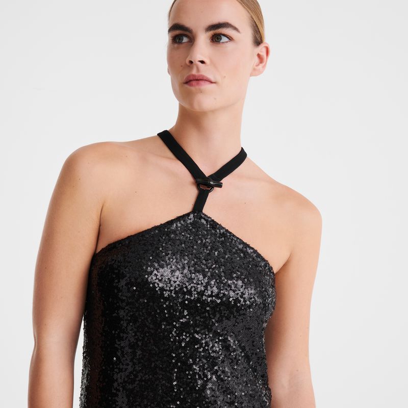 Black Longchamp Long Women Dress | Ksa-692XMLEBW
