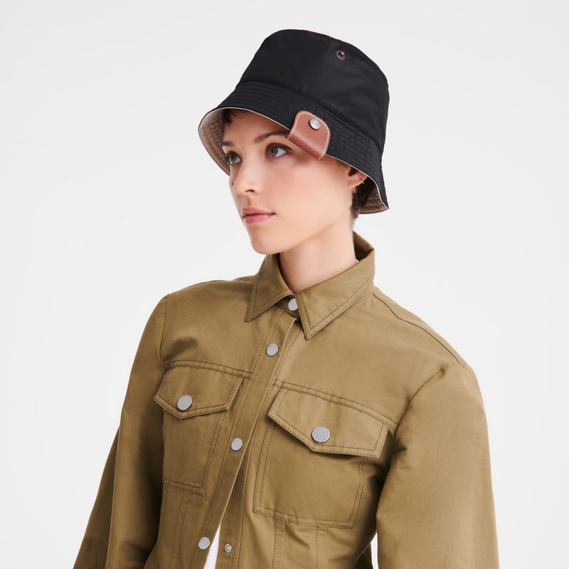 Black Longchamp Reversible Women Bucket Hat | Ksa-536EBNCAQ