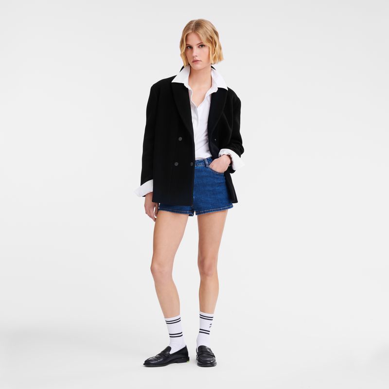 Black Longchamp Straight Short Women Coat | Ksa-049CQKYSG