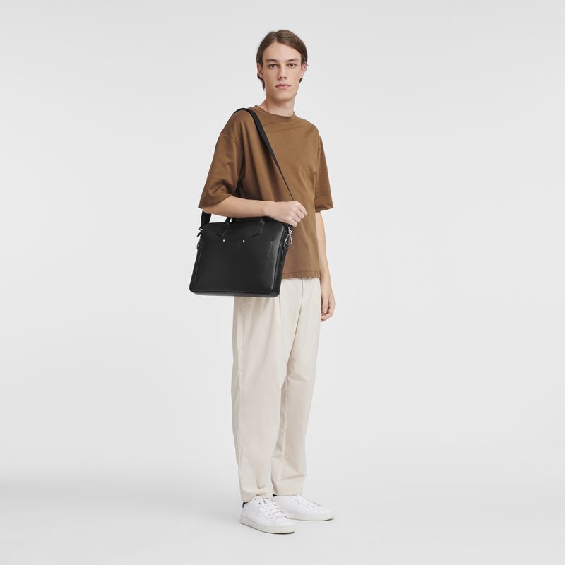 Black Longchamp Sur Seine Men Briefcase | Ksa-329XMYNLE