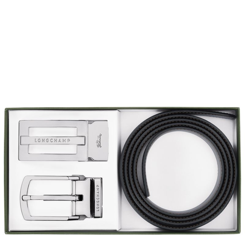 Black / Beige Longchamp Delta Box Men Belt | Ksa-346GZQHKA