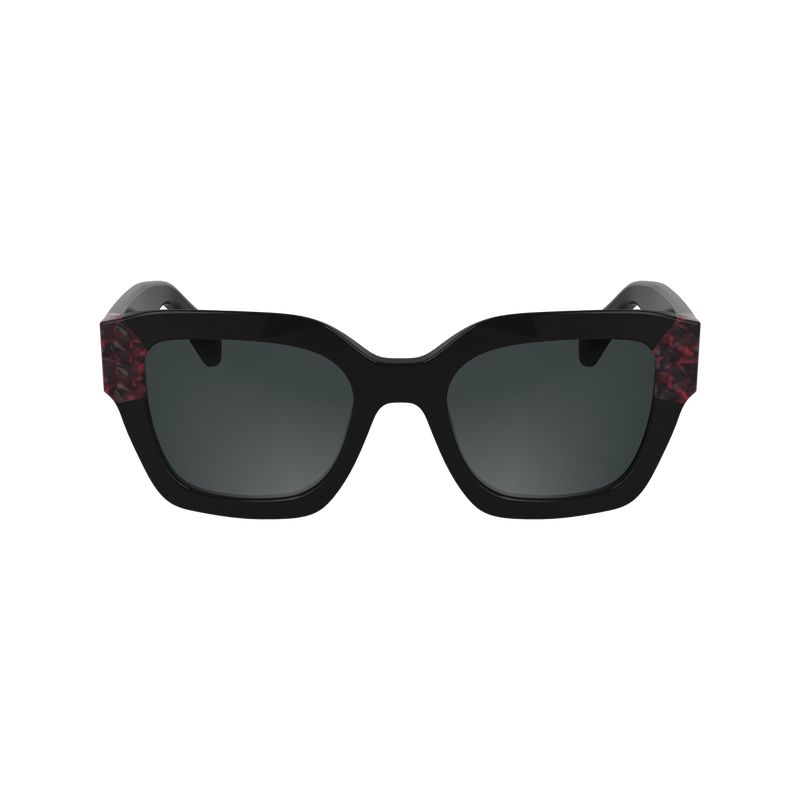 Black / Red Longchamp Acetate Women Sunglasses | Ksa-965JRZUGW