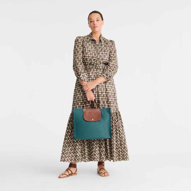 Blue Green Longchamp Cabas L Women Tote Bag | Ksa-190OGLVQZ