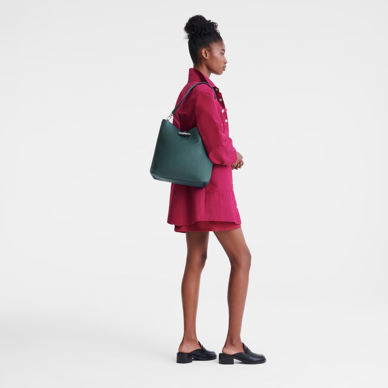 Blue Green Longchamp Le Roseau M Women Shoulder Bag | Ksa-492ARBYEG