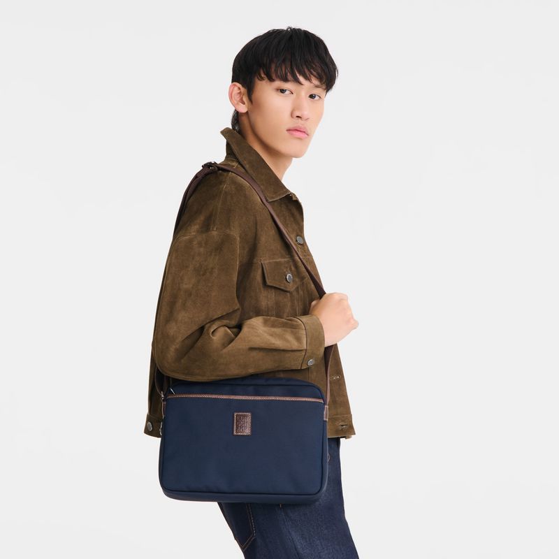 Blue Longchamp Boxford M Camera Men Crossbody Bag | Ksa-679HUNCSJ