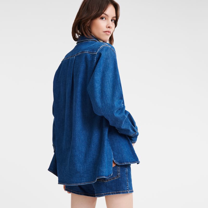 Blue Longchamp Denim Women Shirts | Ksa-127RXMFLZ