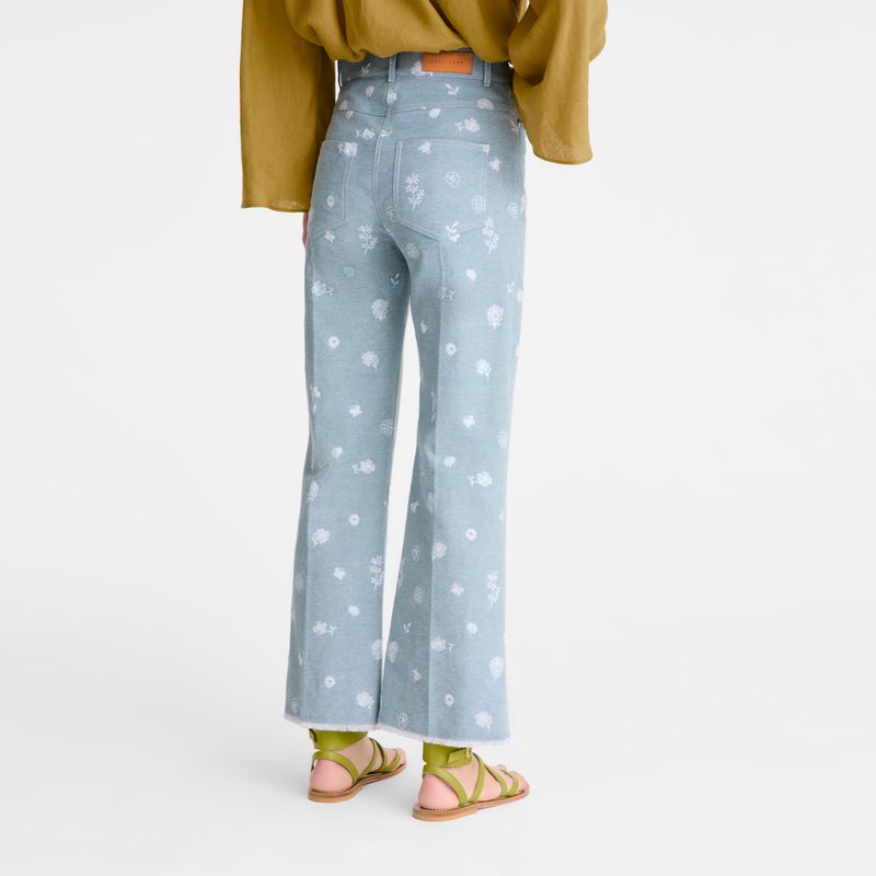 Blue Longchamp Embroidered Denim Women Jeans | Ksa-263AXNPWE