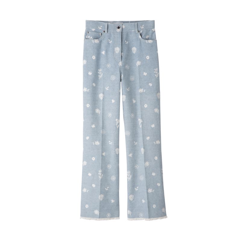 Blue Longchamp Embroidered Denim Women Jeans | Ksa-263AXNPWE