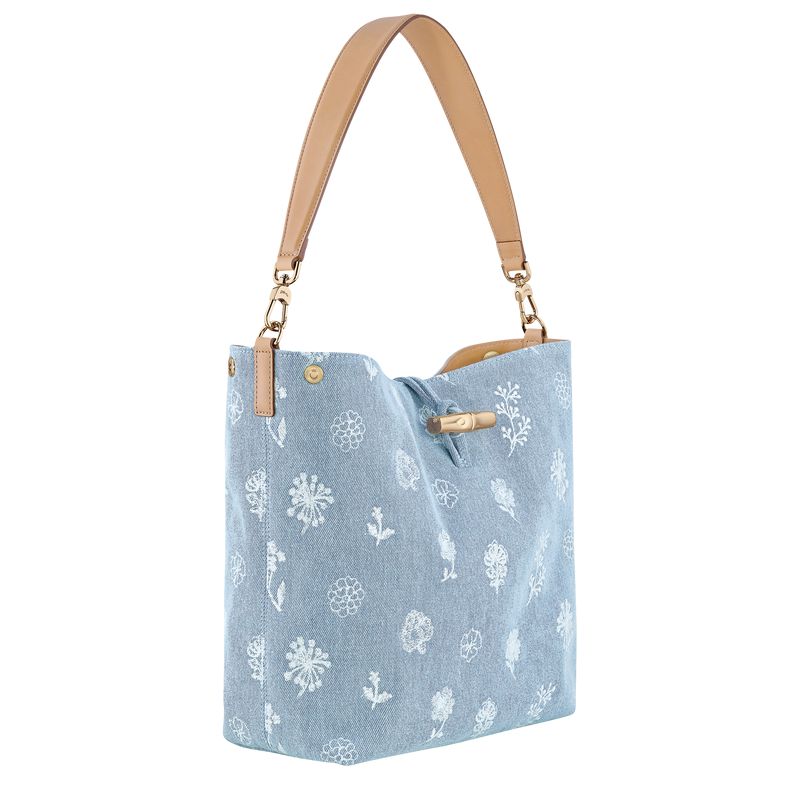 Blue Longchamp Le Roseau M Women Hobo Bag | Ksa-531KNTWZP