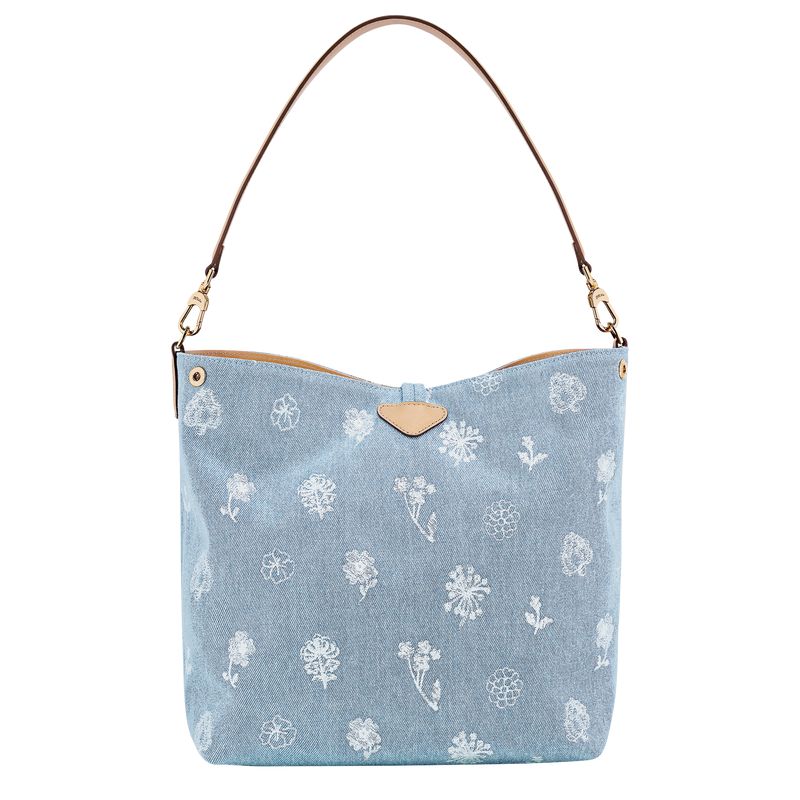 Blue Longchamp Le Roseau M Women Hobo Bag | Ksa-531KNTWZP
