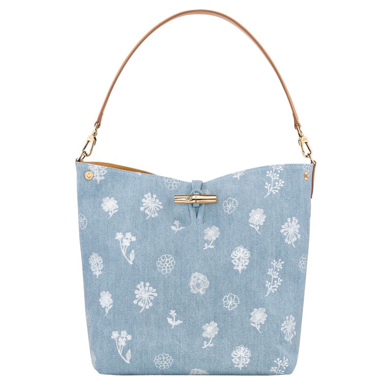 Blue Longchamp Le Roseau M Women Hobo Bag | Ksa-531KNTWZP