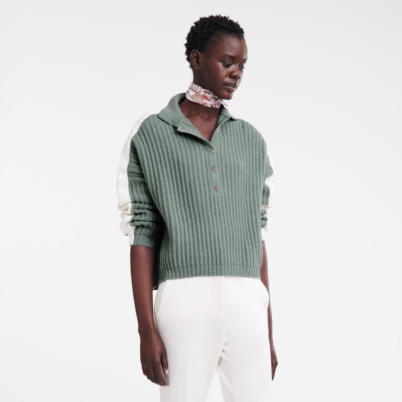 Blue Longchamp Polo Collar Women Jumper | Ksa-813LIRHFG